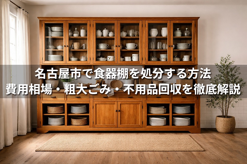 名古屋市で食器棚を処分する方法や費用相場、粗大ごみ・不用品回収について解説するアイキャッチ画像
